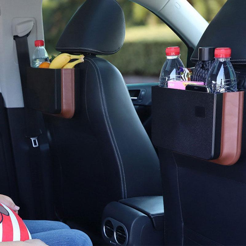 Foldable Hanging Car Trash Seat Back Can Litter Garbage Bin Double Layer Waterproof Storage Box for Cup Umbrella Auto Organizer