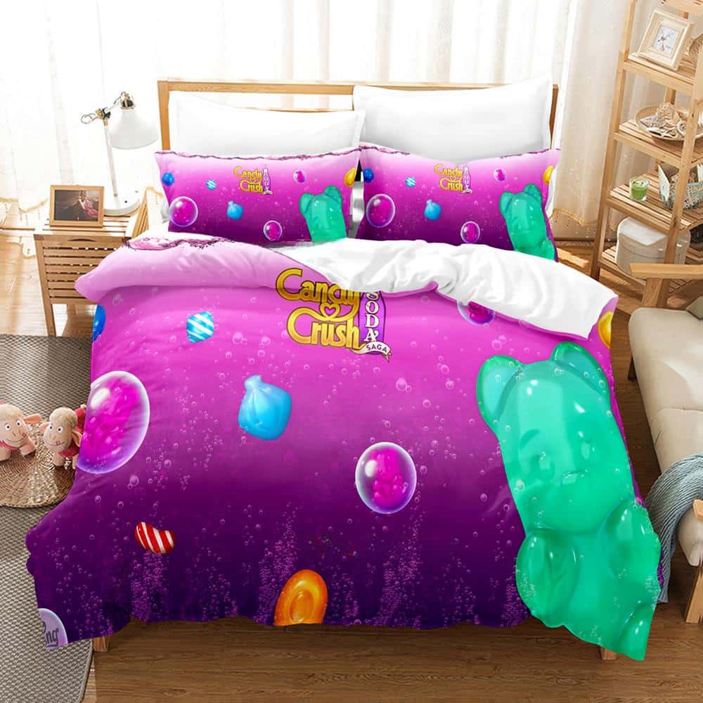 Game Candy Crush Soda Saga Bedding Set Single Twin Full Queen King Size Bed Set Adult Kid Bedroom Duvet Cover Sets Home Textiles