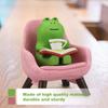 Frog Drinking Coffee Ornament Creative Funny Frog Reading Sculpture Miniature Frog Read Book Figurines for Shelf Desk Decoration