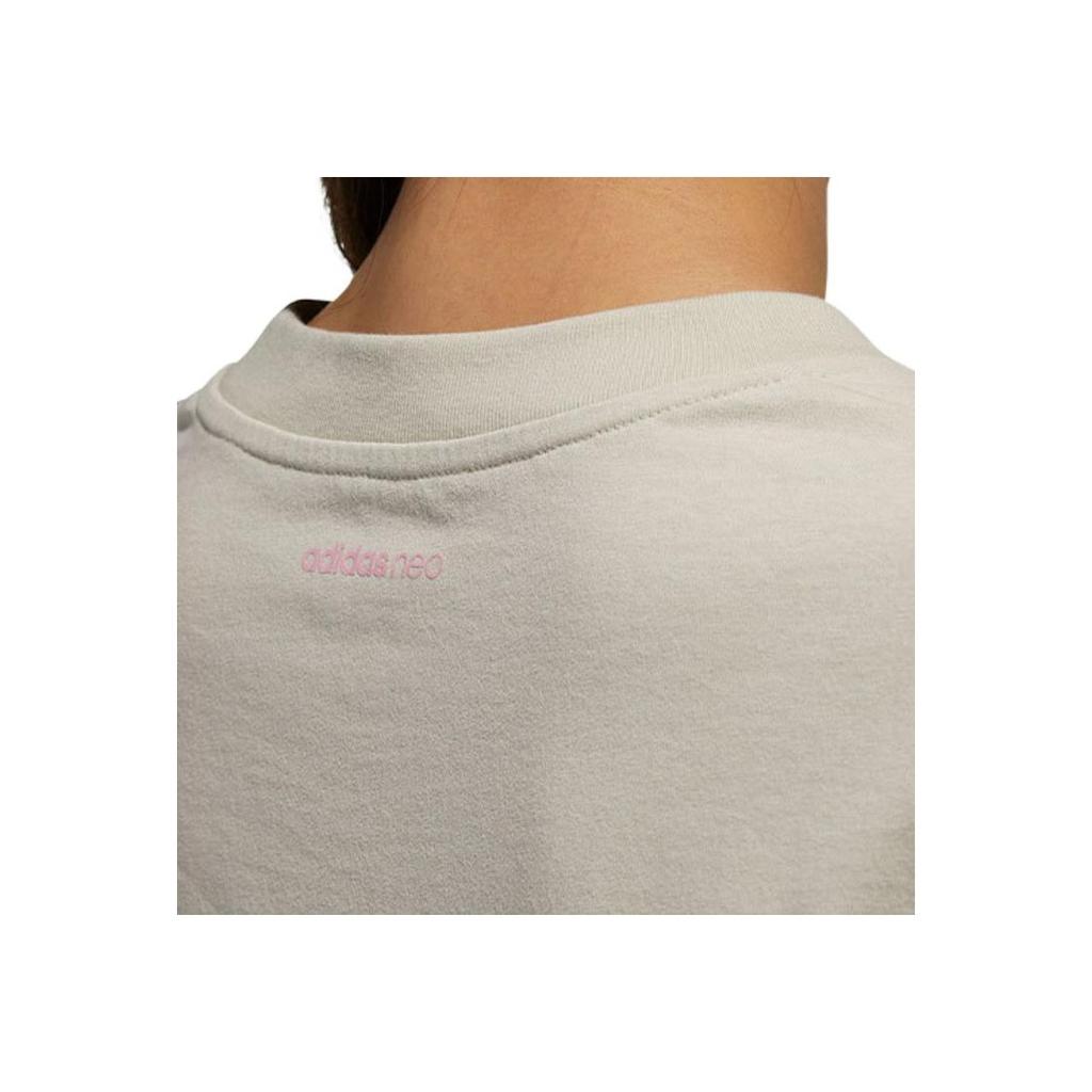 Adidas Neo Allover Logo Print Sports T-Shirt Women Tops Alumina-Brown H62002