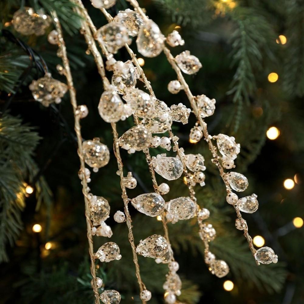 Realistic Artificial Christmas Branches 35-40cm Imitation Pearl Chain  Room Decoration