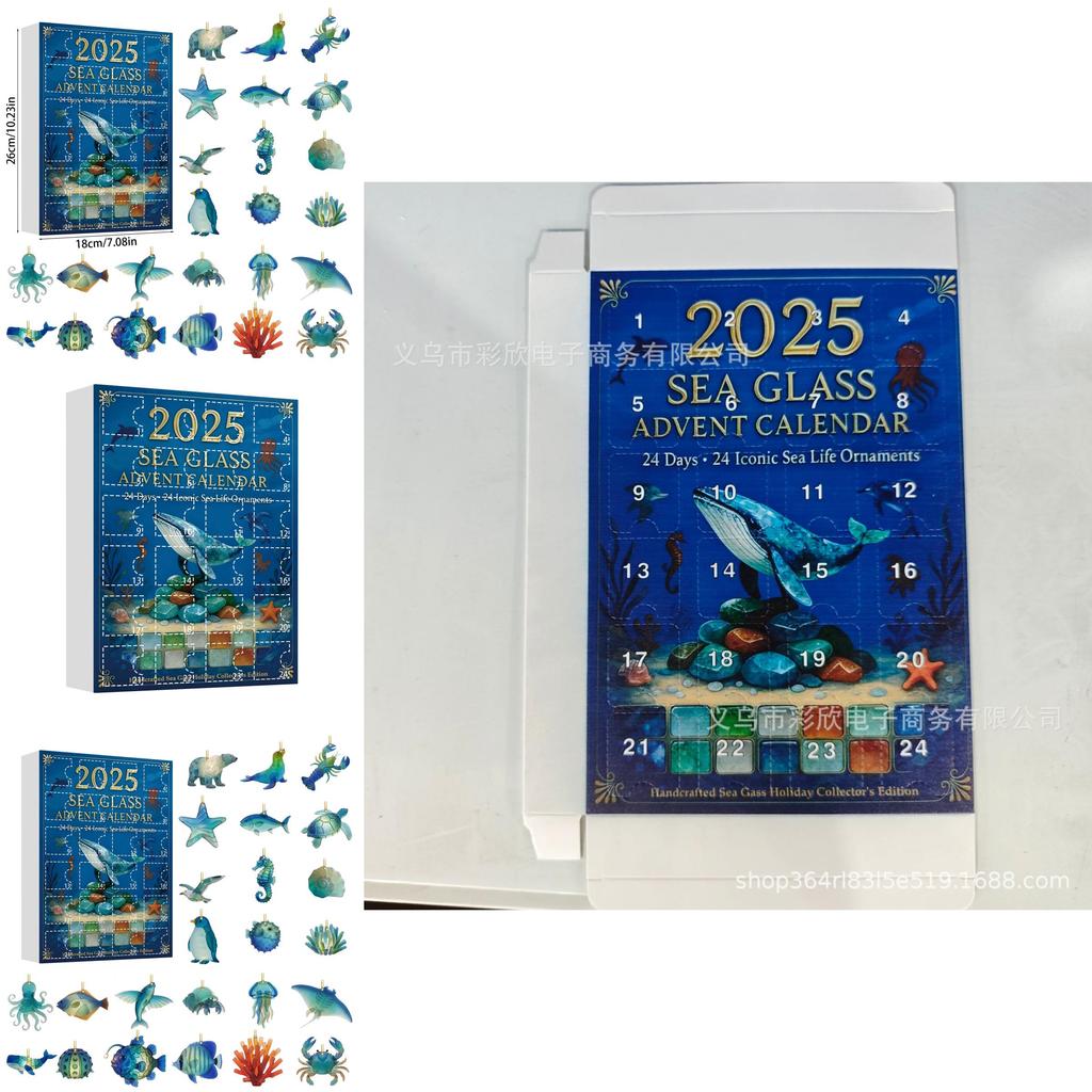 Marine Life Christmas Advent Calendar With Acrylic Figures For Festive Gift Giving