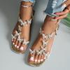 Butterfly-decorated Fairy-style Flat Sandals, Ladies' Fashionable Square-toe Versatile Sandals