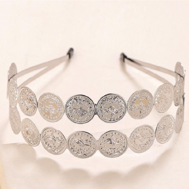 Złota opaska na włosy do tańca brzucha z metalowymi ozdobami dla kobiet na występy sceniczne, tematyczne imprezy, festiwale, dekoracje