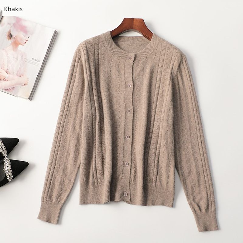 

410693 Autumn Viscose Knitwear Shenzhen Women s Mid Length Long Length Long Sleeves round Neck Kakh F