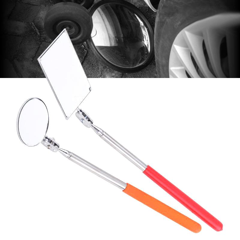Square/Round 360 Degree Rotatable Angle Mirror Extendible Inspection Stainless Steel Mirror Automotive Repair Detection Tool