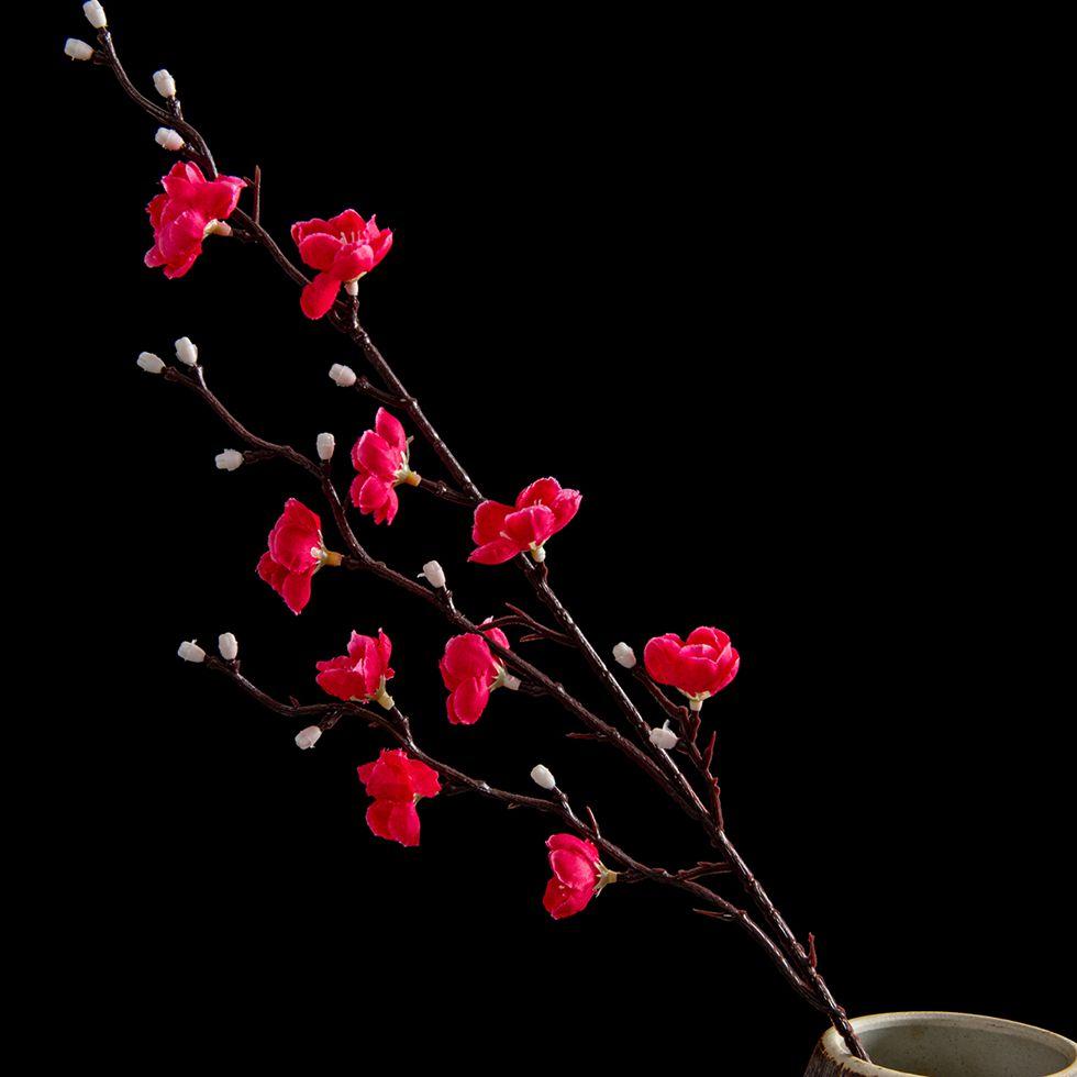 Artificial Flowers Silk Plum Blossom Peach Branch New Year Festival Home Vase Table Outdoor Garden Wedding Party Decor DIY Gifts