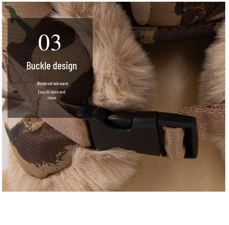 Men's Winter Camouflage Plush Lei Feng Hat with Ear Protection - Windproof Pilot Motorcycle Cap