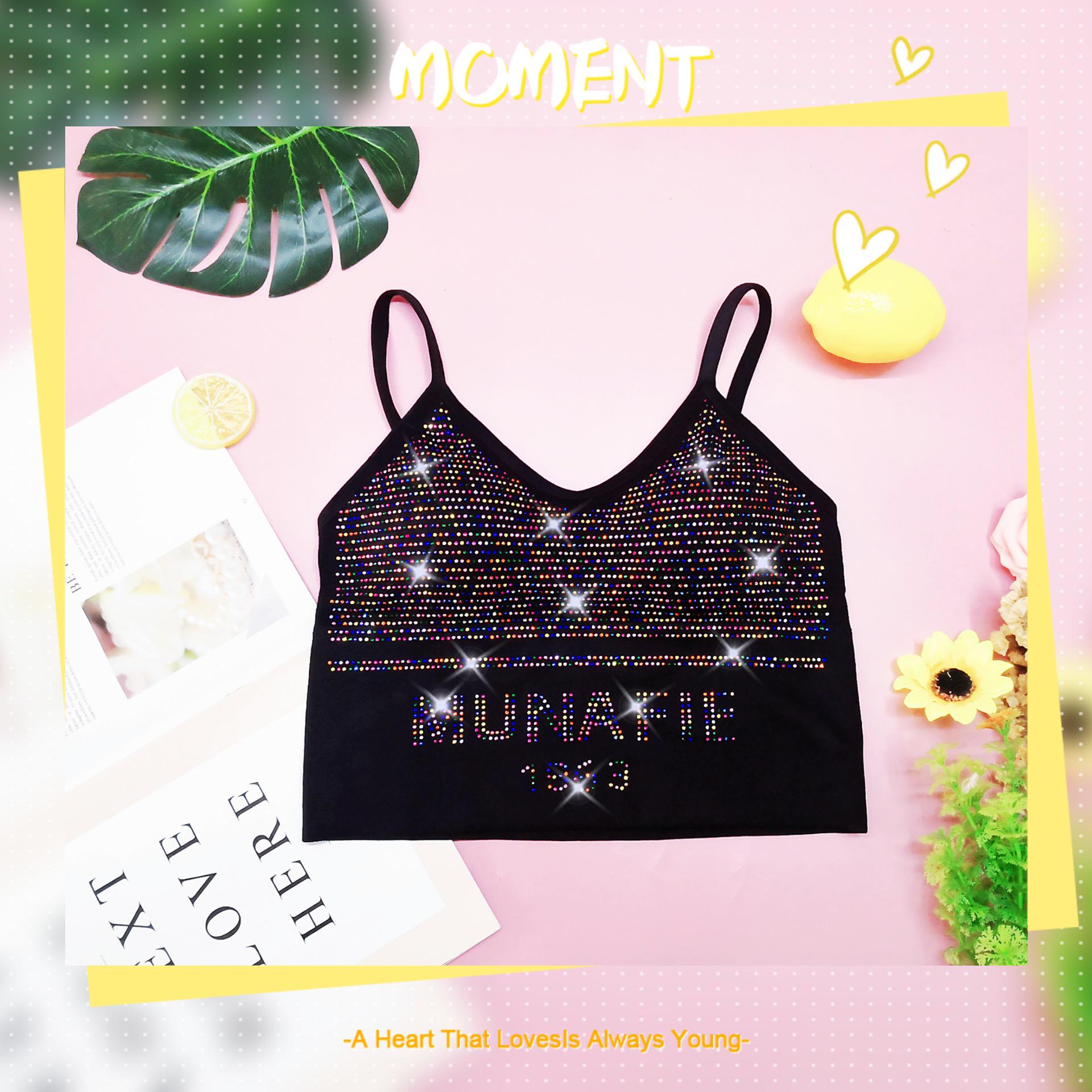 

Европейская и американская майка со стразами: Бесшовный весенне-осенний жилет с U-образной спиной. One Size (fits 90-155 jin)