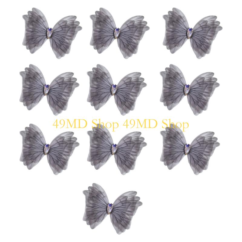 

49MD 5 Layer Tulle Butterfly Applique Fabric Patches Craft Kits for Baby Apparel Craft Project Hairclip Making Supply 10PCS темно-серого