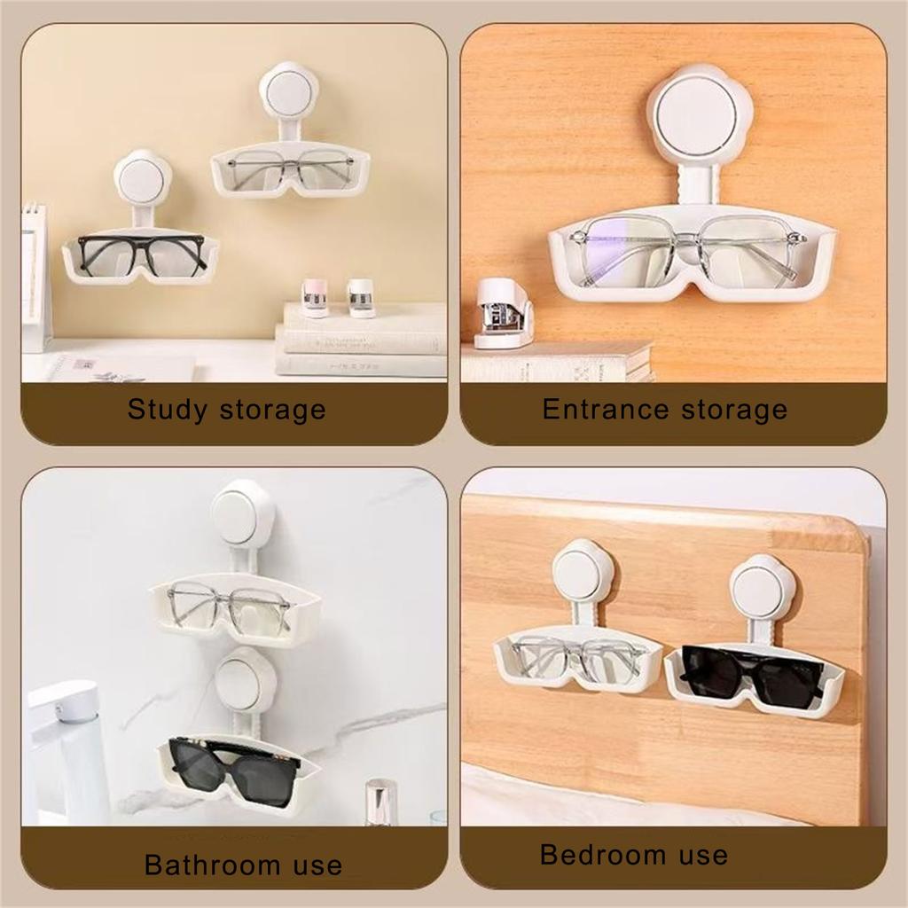 Suction Cup Eyeglass Holder Sturdy Plastic Designs for Smooth Surfaces Like Bathroom Wall and Office Glass Daily Use