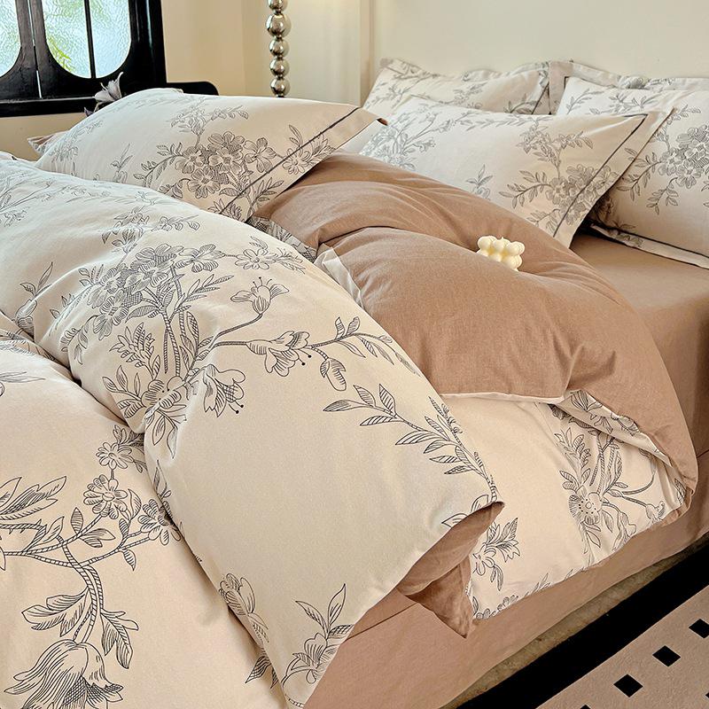 Szczotkowana Czysta Bawełna Antybakteryjna Zimowy Komplet Pościeli - 4-częściowy do Sypialni Głównej