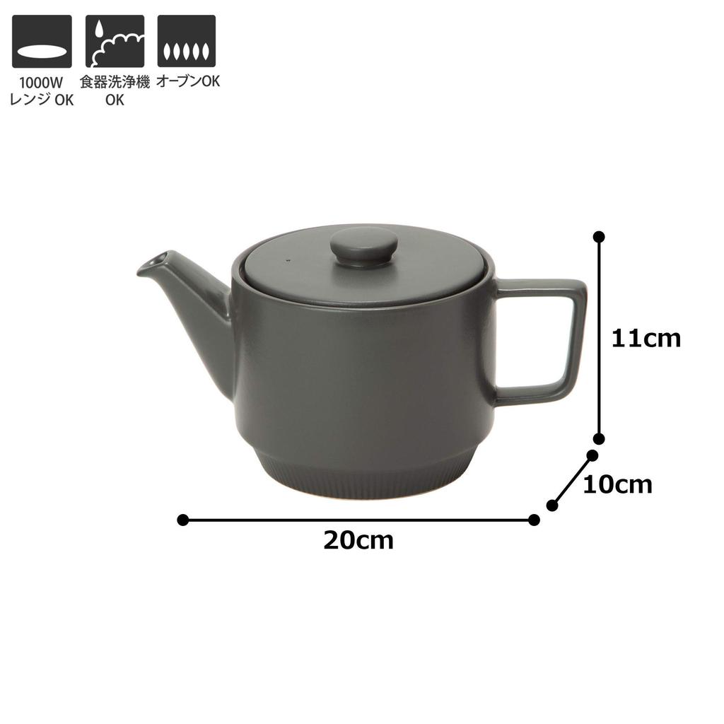 MIKASA Teapot, Weekend, Gray, Diameter 13.3 x Depth 10.4 x Height 10.7 cm, 550ml, Microwave, Dishwasher, and Oven Safe, T-789483