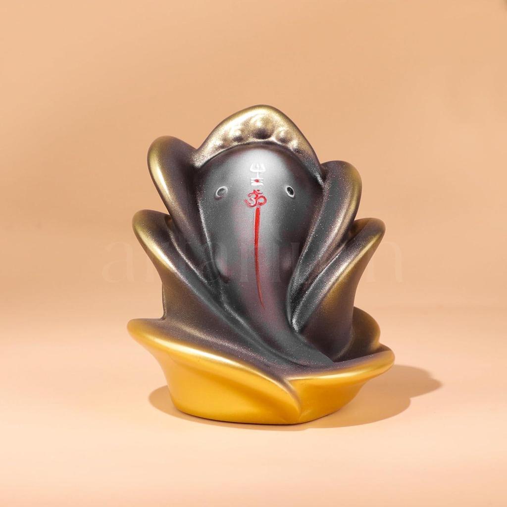 Rose Shape Ganesha Ji Idol Ganesha Ji Murti Ganesha Statue Figurine for Car Dashboard Decoration & Pooja Gifting Purpose Sculpture