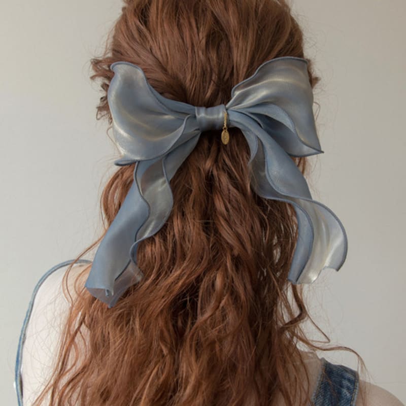 MERRYMOTIVE Blue Organza Ruffle Ribbon Hairpin