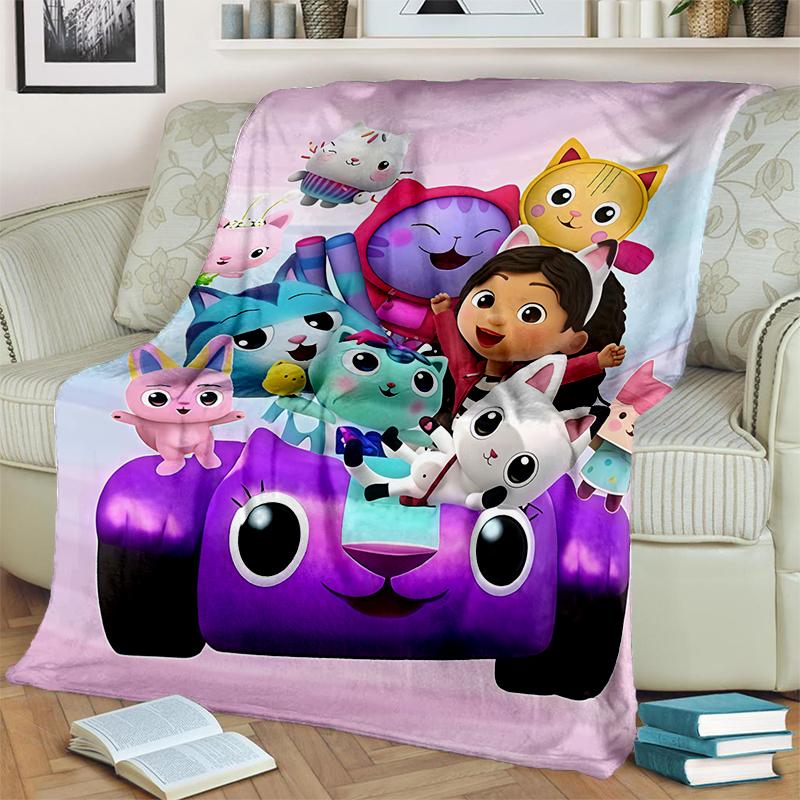 3D Kawaii Gabbys Dollhouse Cartoon Girl Gift Blanket,Soft Throw Blanket for Home Bedroom Bed Sofa Travel Picnic Cover Kids
