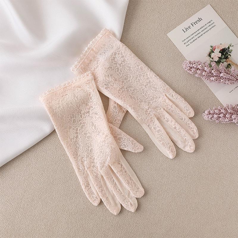 

Женские кружевные и шелковые перчатки без пальцев для защиты от солнца для вождения One Size розовый