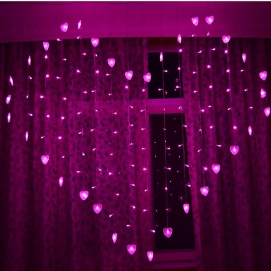 Plug Usukeu 128 Led Heartshape Fairy String Curtain Light Wedding Party Home Decoration