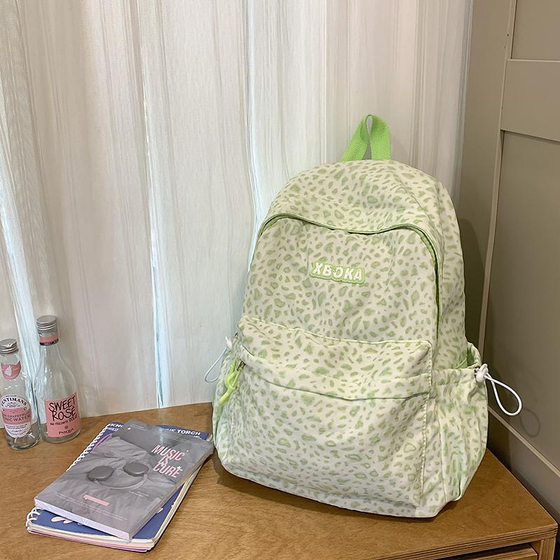 Student Schoolbag Female Retro Leopard Print Backpack Lightweight Travel Computer Backpack