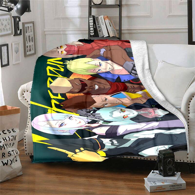 Cyberpunk Flannel Blanket Soft Warm All-Season Throw, Design for Camping, Car Travel, Hiking Sofa, Bed, Office Perfect Gift for Parties