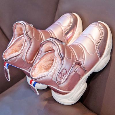 Bottes de neige en peluche d'hiver pour filles, chaussures en cuir PU, imperméables, en coton, à la mode, épaisses et chaudes, en fausse fourrure polaire, pour adolescentes