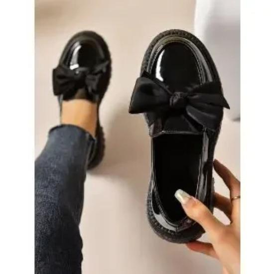 Nízký podpatek, čtvercový podpatek, mokasíny s kulatou špičkou, ležérní, vysoce kvalitní, nové dámské boty, nazouvací, s motýlím uzlem, pevné, módní, lodičky