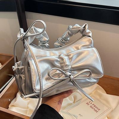 Premium Bag Women's New Fashion Pleated Bow Underarm Bag Versatile Shoulder Bag