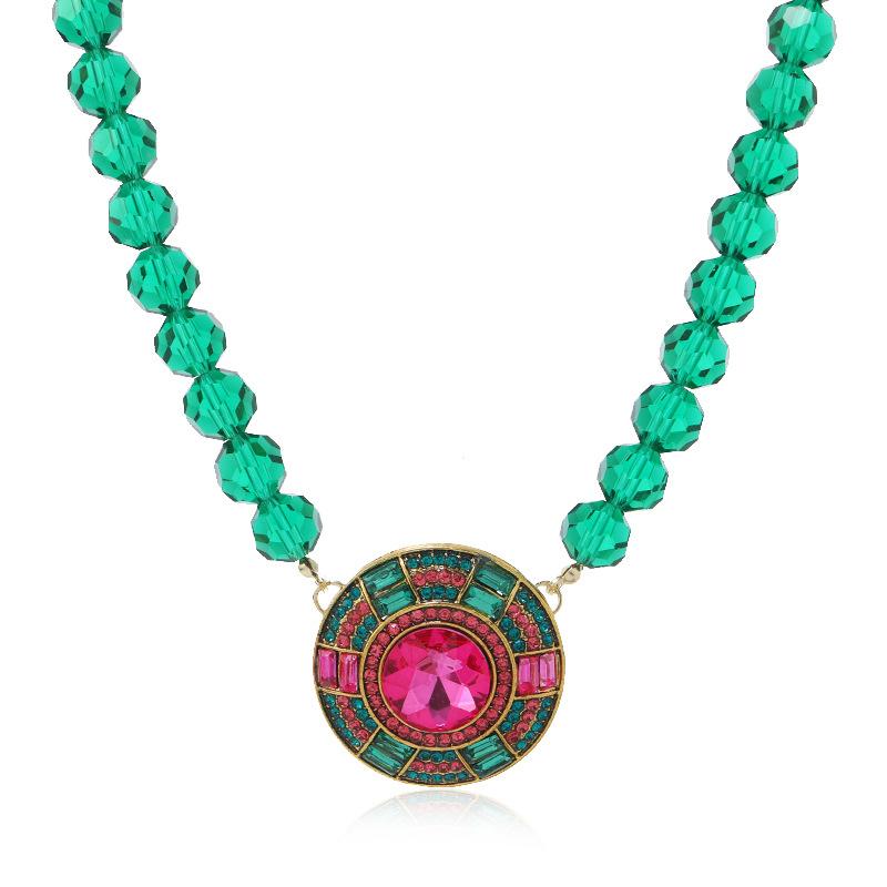 Retro Trend Diamond Necklace Earrings Set  For Women