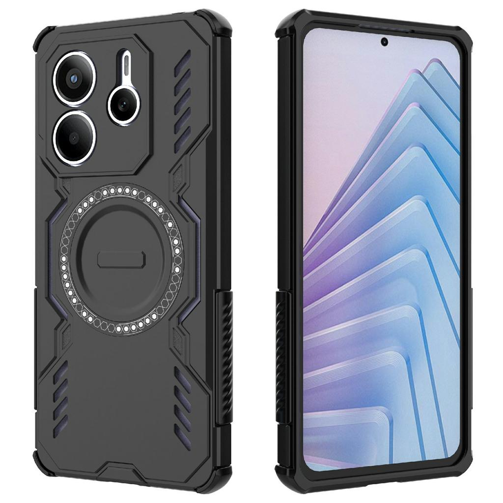 For Xiaomi Redmi Note 14 5G Magnetic Case Butterfly Armor Hollow Heat Dissipation PC + TPU Phone Cover
