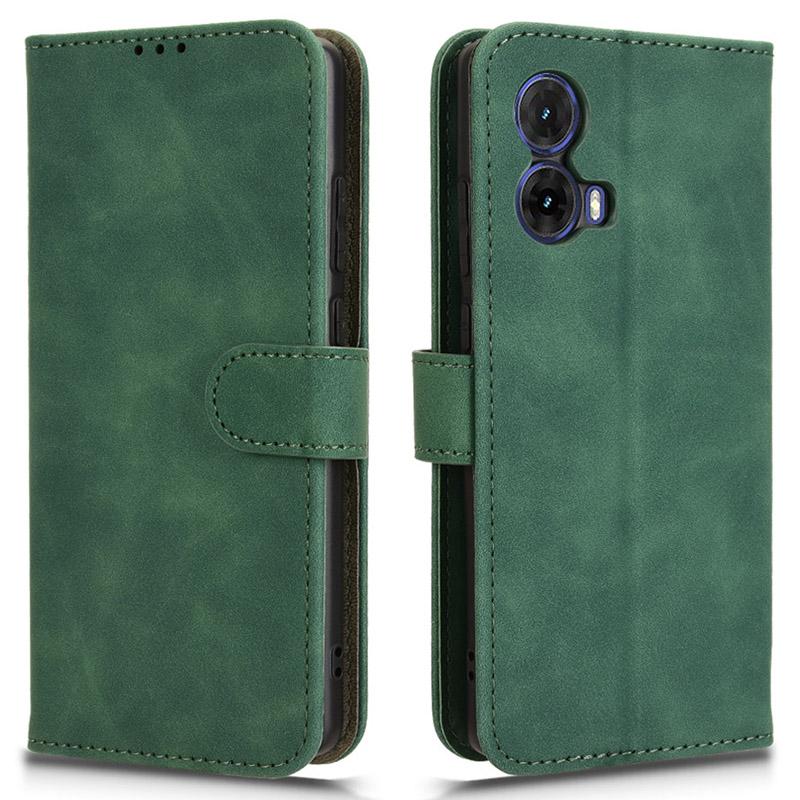 

For Motorola Moto G85 5G/S50 Neo 5G Case Skin-Feel Leather Wallet Flip Anti-Drop Phone Cover Green