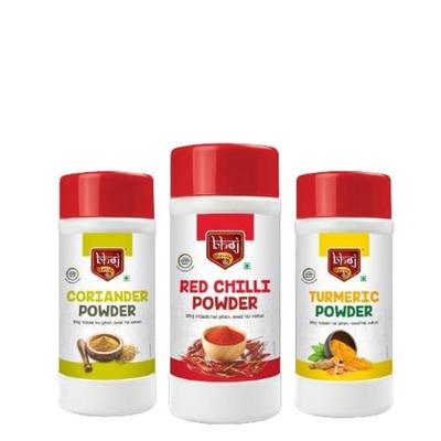 Bhoj Masale Koriander, Kurkuma und Rotes Chilipulver Kombipackung Netto je 450 g Brutto Gesamt 1 kg 500 Gramm ( 1,35 kg netto)