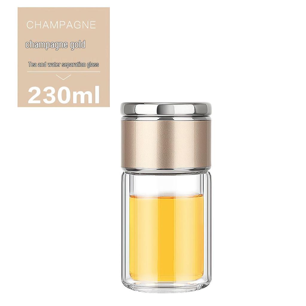 Mini Teacup with Double Layer Insulation and Tea-Water Separation – Portable Travel Glass