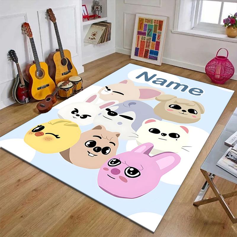 Custom Kpop Team Mat Personalized Name, Polyester Washable Indoor Entryway Rug, Gift for Christmas, Easter, Thanksgiving Day