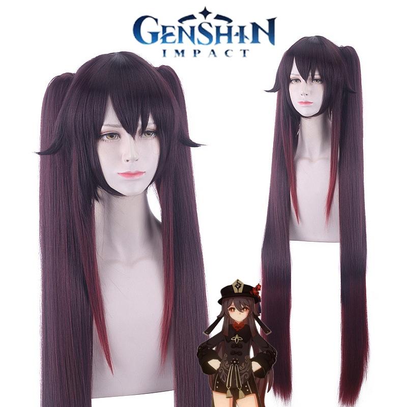 Soft And Heat-resistant Genshin Impact Hutao Cosplay Wig Ponytail For Role Playing And Parties