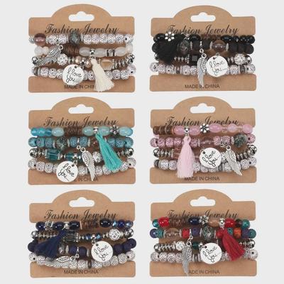 Böhmischer Stil Mehrlagiges Armband mit Imitations-Bodhi-Perlen