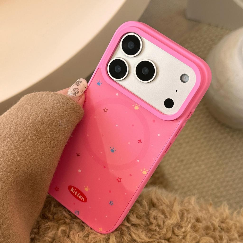Adorable Kitten Heart-Shaped Stand Phone Case for iPhone 16, iPhone 17, iPhone 17 Pro Max