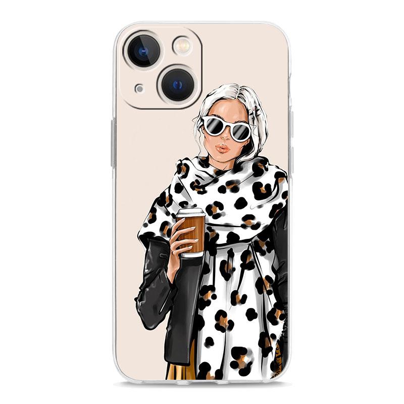 Phone Case For iPhone 16 Cases iPhone 15 12 13 14 16 Pro Max X XR XS Max 15 Plus 16Pro iPhone11 Cover Girl Boss Female Coffee