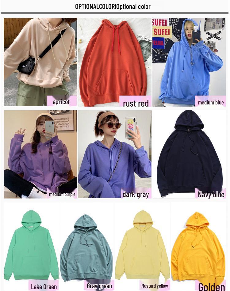 Plus Size Solid Color Korean Style Hooded Sweatshirt - Loose Mid-Length Pocket Jacket for Autumn/Winter