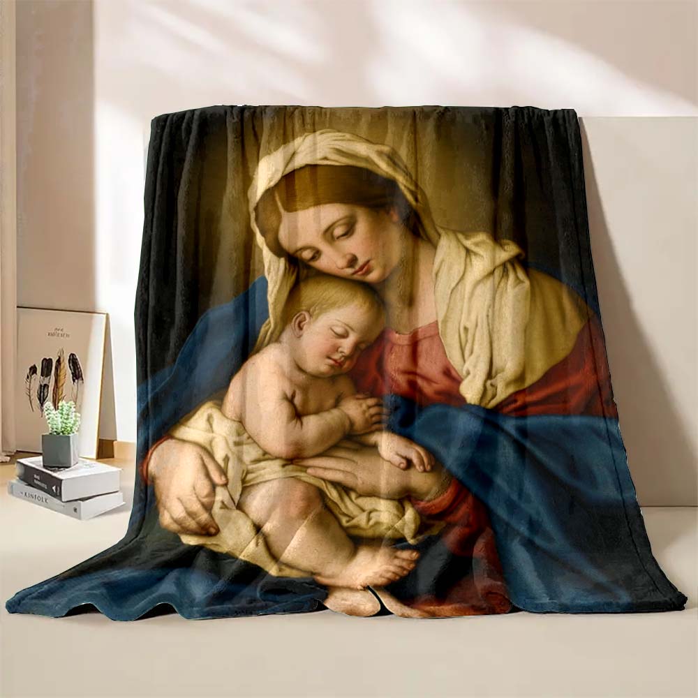 6 Sizes Jesus Virgin Maria Believer Pray Printed Blanket Soft and Comfortable Home Travel Blanket Adult and Child Warm Blanket