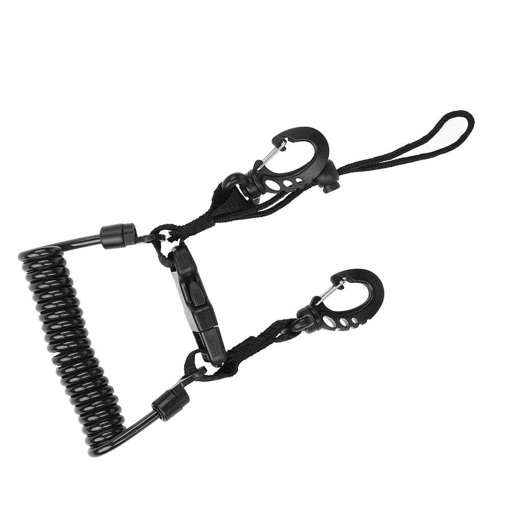 Steel Wire Camera Diving Waterproof Case Safe Quick Release Connection Hanging Buckle Spring Rope Anti Lost Strap(Black )