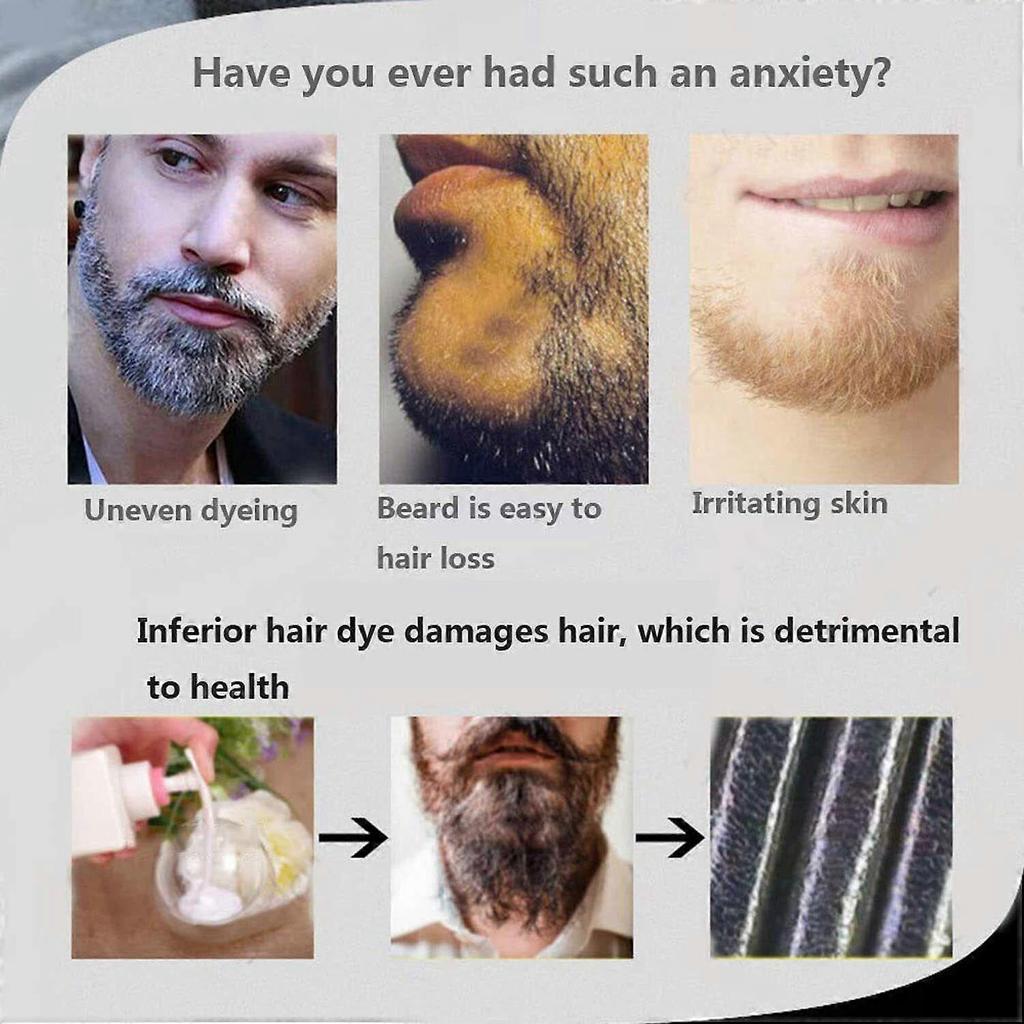 10Pcs Beard Hair Color Dye Shampoo Natural Men Mustache Dying Black Darkening Shampoo