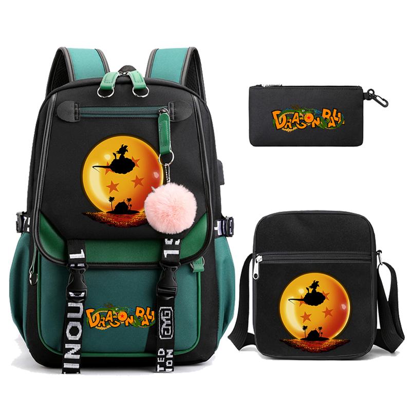 3Pcs/set Anime Dragon Ball Daily Laptop Backpack Lightweight bag for Men Women Travel Bag Student Girl Boy Back To School Unisex Bagpack Mochila