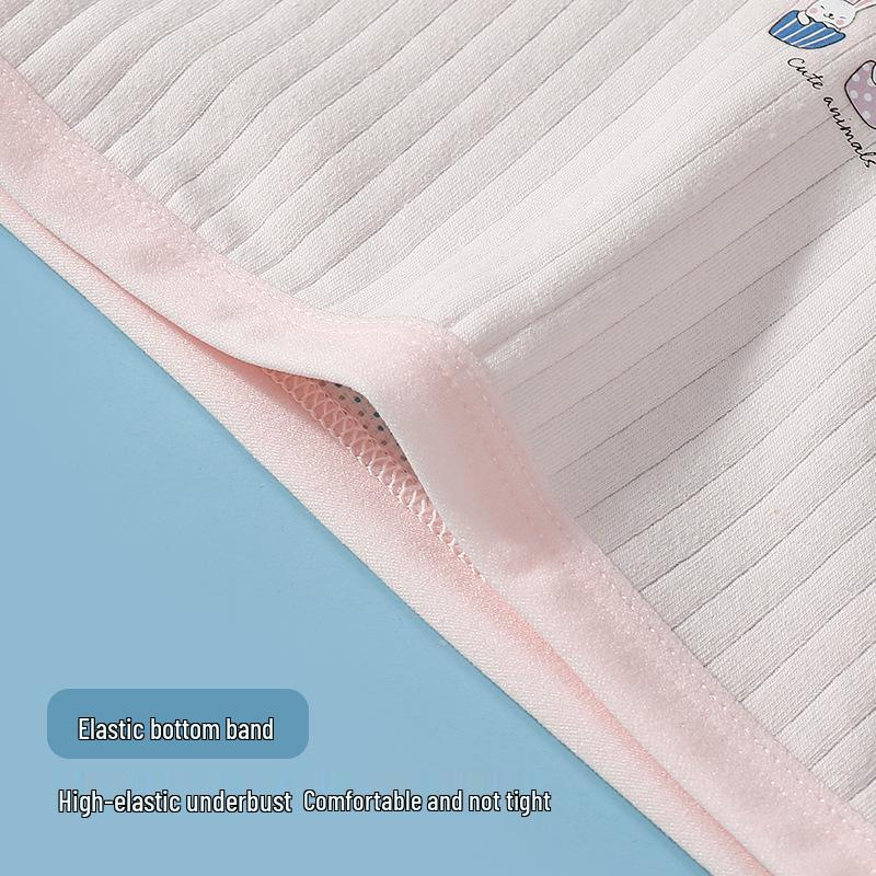 Girls' Thin Cotton Training Bra for Elementary Students - Sports, Anti-Nipple Show, Early Development, Single Layer