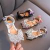Summer New Korean-style Rhinestone Bow Girls' Sandals Princess Shoes Children's Shoes Spring Style Girls' Leather Shoes Trendy