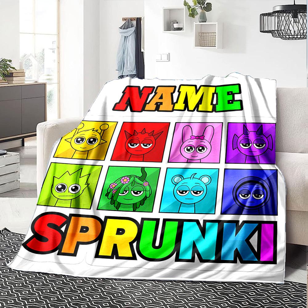 Customiz Name Personality Sprunki Themed Blanket Soft &Warm Sofa Office Bed Travel Lunch Break Blanket, Gift Suitable All Seasons