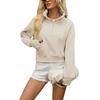 Women's Cropped Zip-Up Hoodie with Pockets Long Sleeve Loose Fit Color Sweatshirt