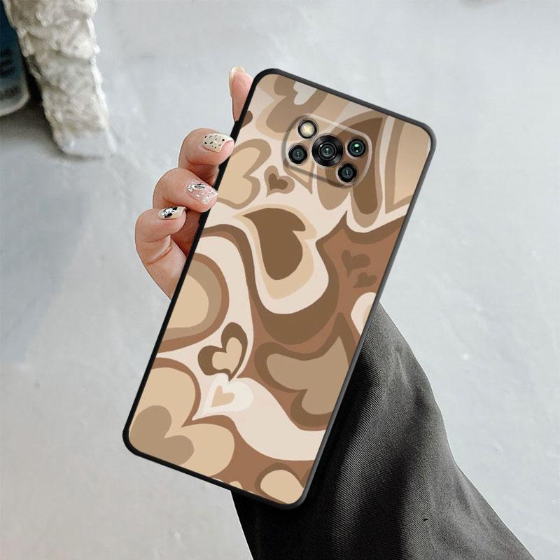 Pouzdro pro Xiaomi Poco X3 Nfc X4pro M3 C40 pro Mi 12 11 10 10t 8 Note10 Lite 11ultra 11t F1 Fashion Brown Love Wood Grain Texture