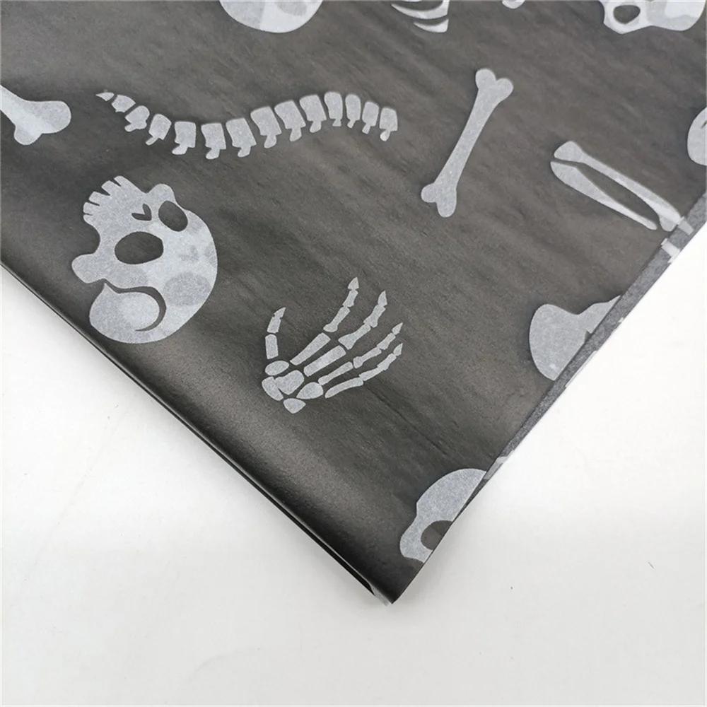 20 Sheet Halloween Wrapping Paper, Skull/Spider Web Pattern Gift Wrap Tissue Paper Decorative Craft Paper for Party