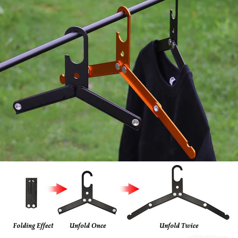 Outdoor Travel Camping Aluminum Alloy Folding Coat Clothes Hanger Coat Drying Rack Space-saving Metal Hangers Wardrobe Organizer