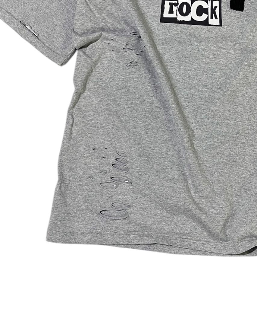 SK8ER ROCK Rock Cross Destroyed T-Shirt ((Melange Gray))
